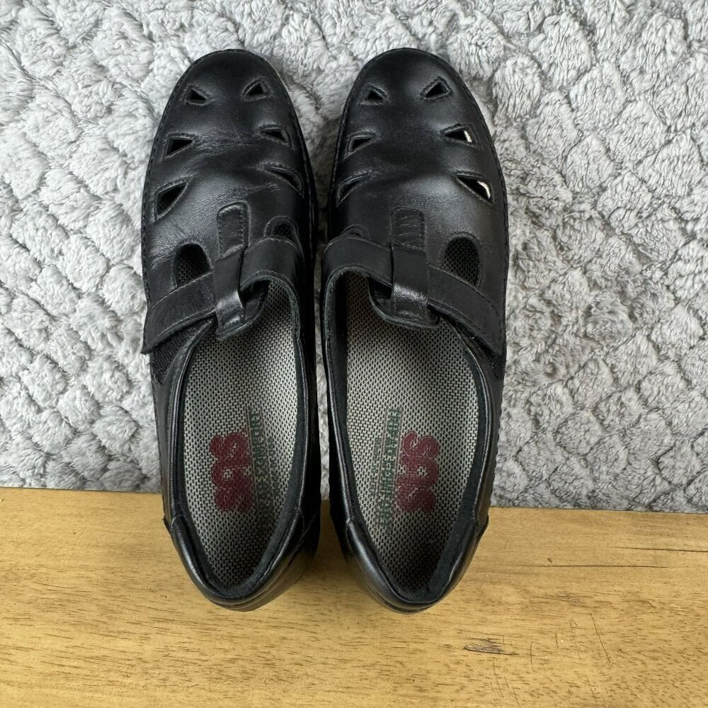 SAS‎ Roamers Black Leather Slip on Loafers Size 7.5 Slim USA made VGUC